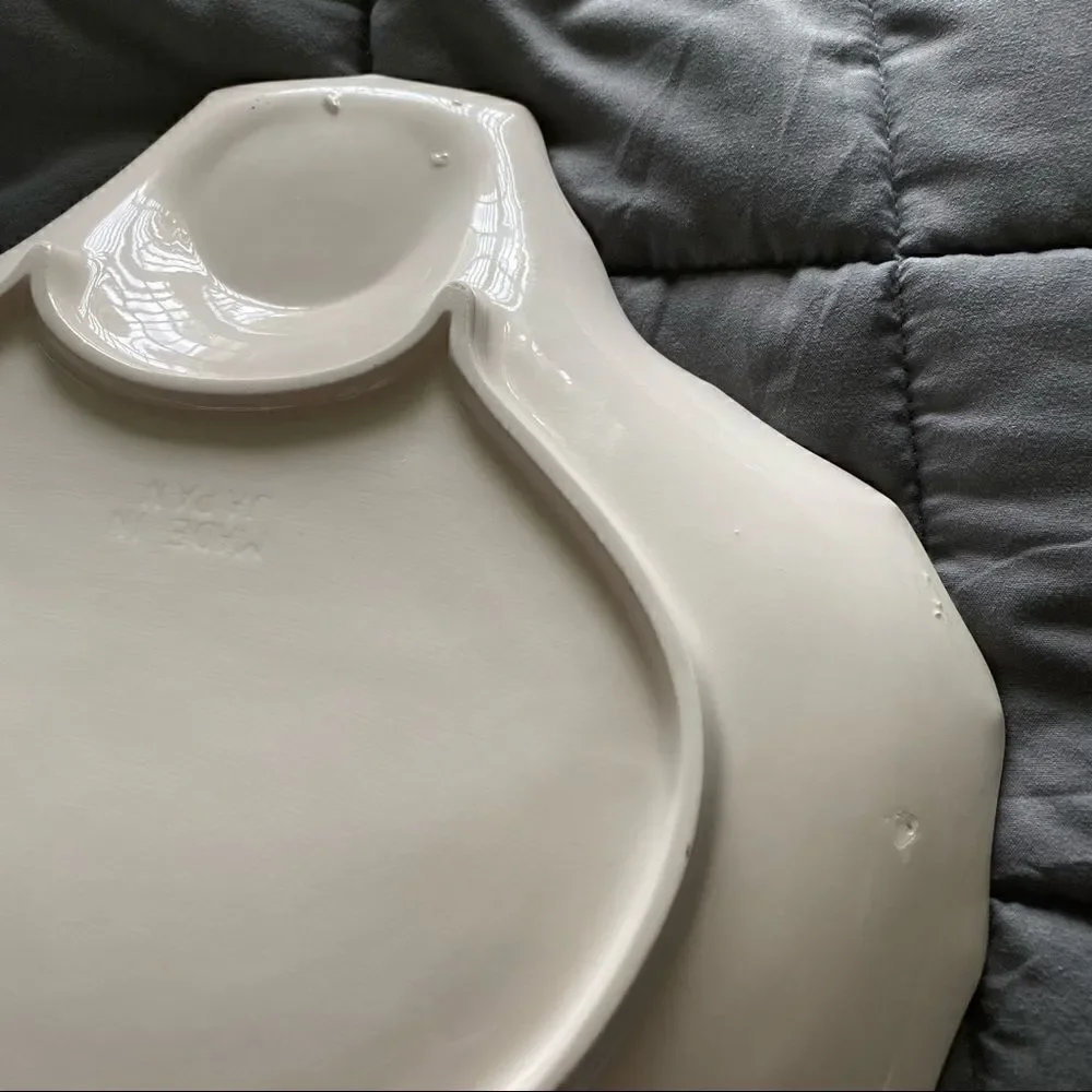 White Porcelain Platter With Colorful Painted Vegetables
